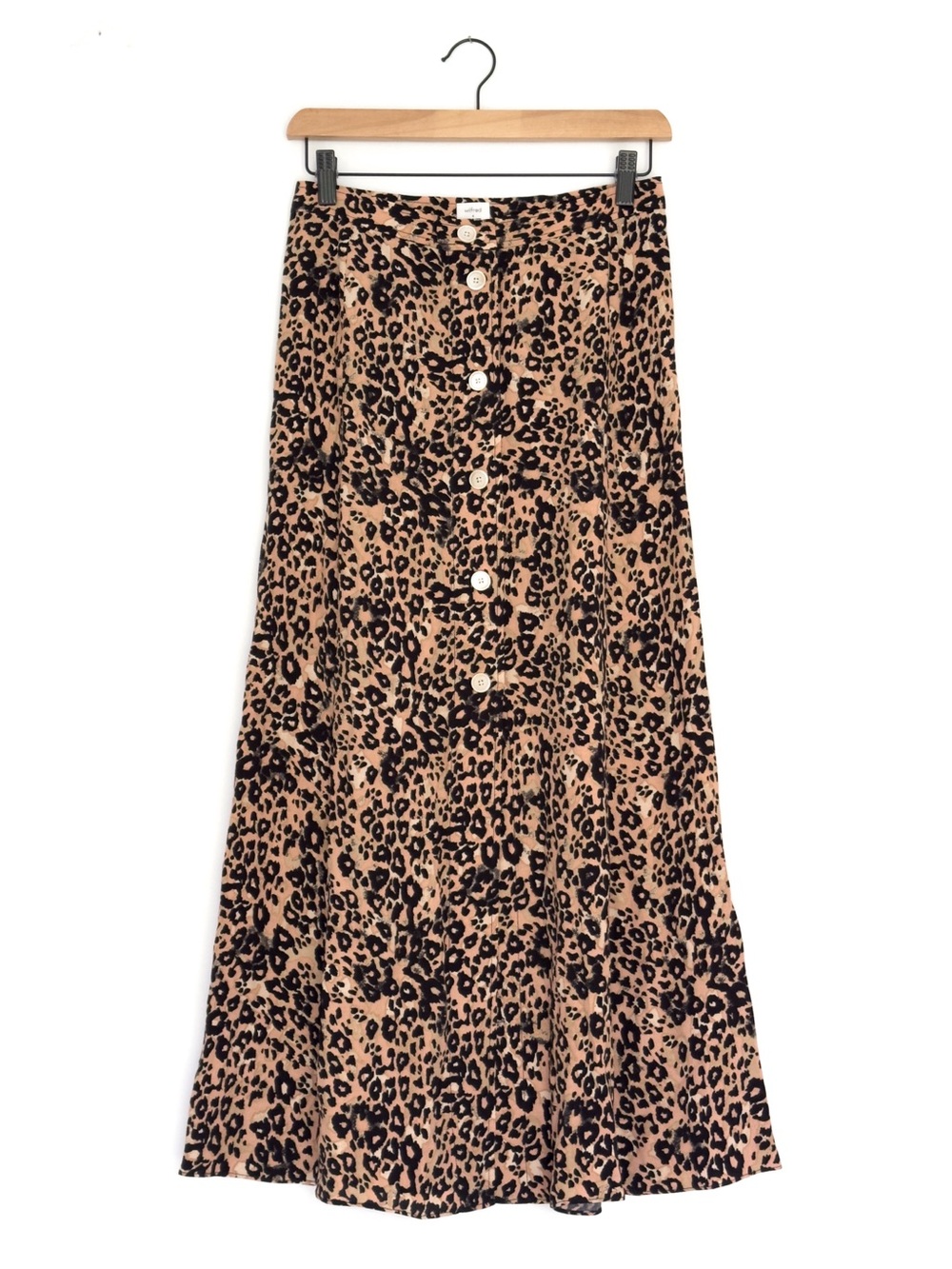 Aritzia Wilfred Amelie Leopard Print Button Front Midi Skirt - Size 4